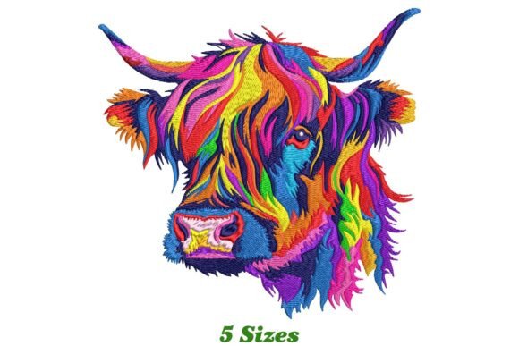 Review: Colorful Highland Cow Head for Apparel
